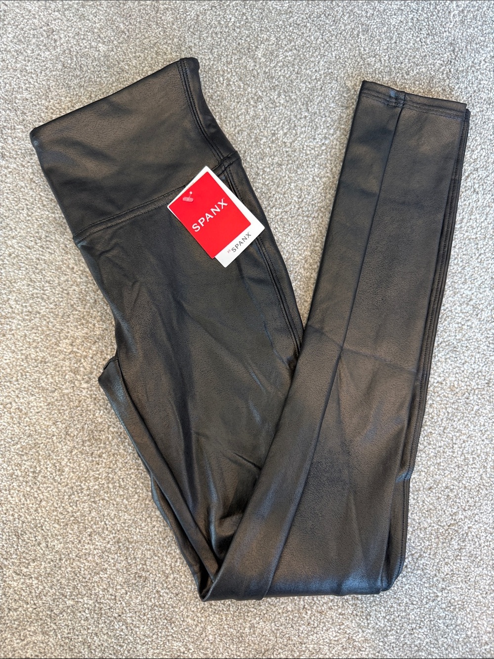 SPANX Faux Leather High-Waist Jeggings in Black